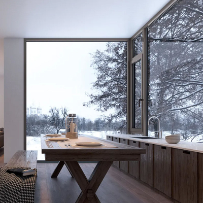 kopen Gordijntype Hangende villa Casement Vensters met 70 mm breed aluminium frame en Frans glas online manufacture