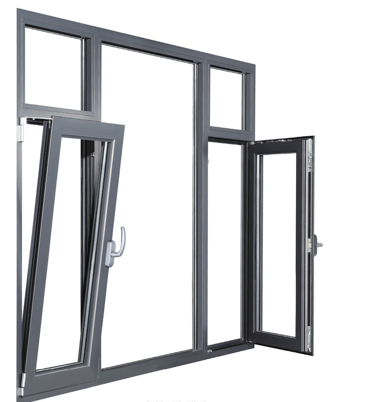 Gehard glas Aluminium Champagne Kleur Aluminium Casement Vensters met opvouwbaar scherm