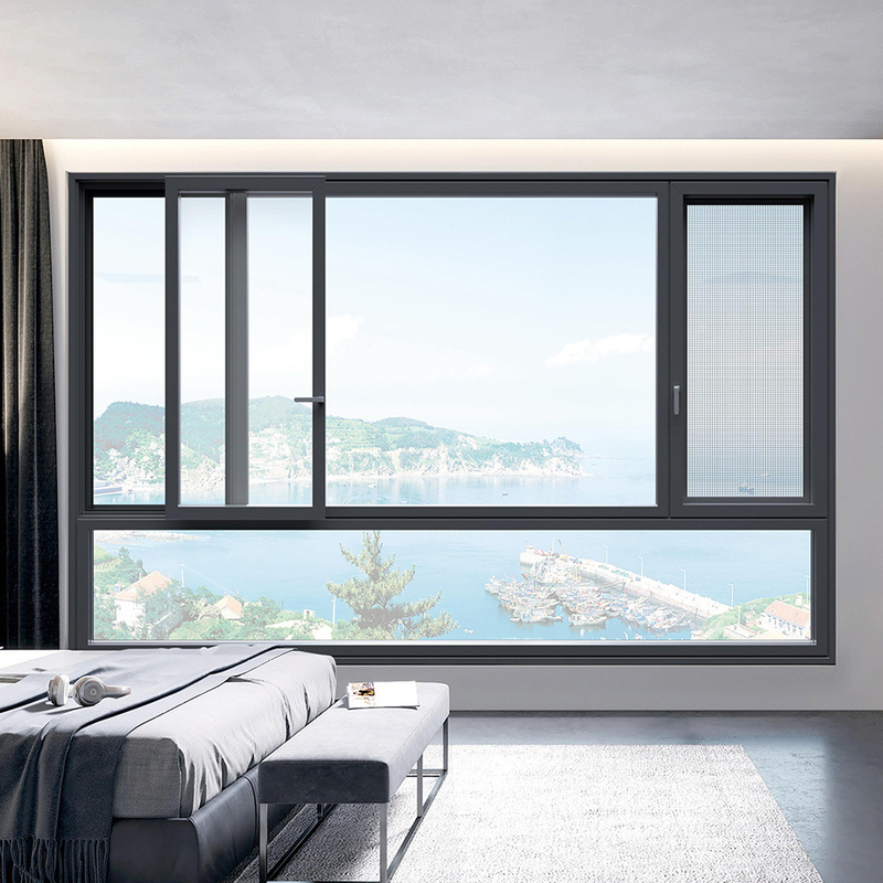 2.2 mm Muurdikte Moderne stijl Dubbelglas Luxe Schuifruimte Aluminium