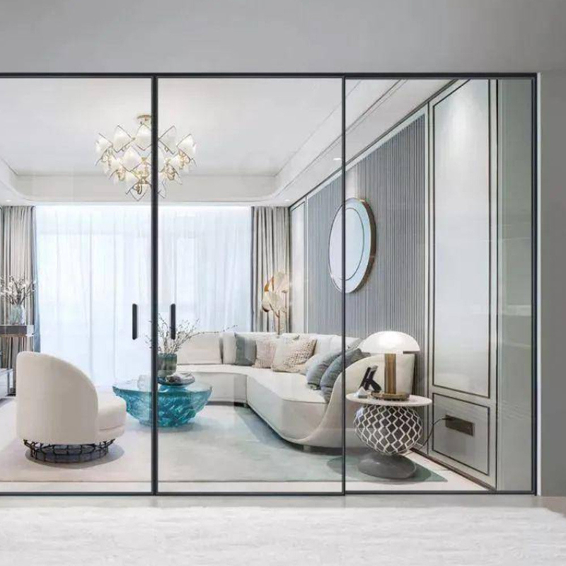 Ultra-nauwe aluminium schuifdeuren met een warmte-isolatiecoëfficiënt K-waarde ≤ 2.1