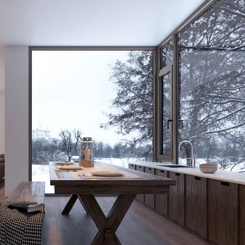 Gordijntype Hangende villa Casement Vensters met 70 mm breed aluminium frame en Frans glas