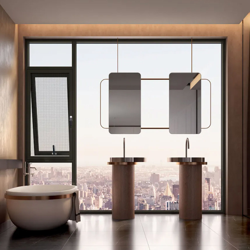 Gordijntype Hangende villa Casement Vensters met 70 mm breed aluminium frame en Frans glas