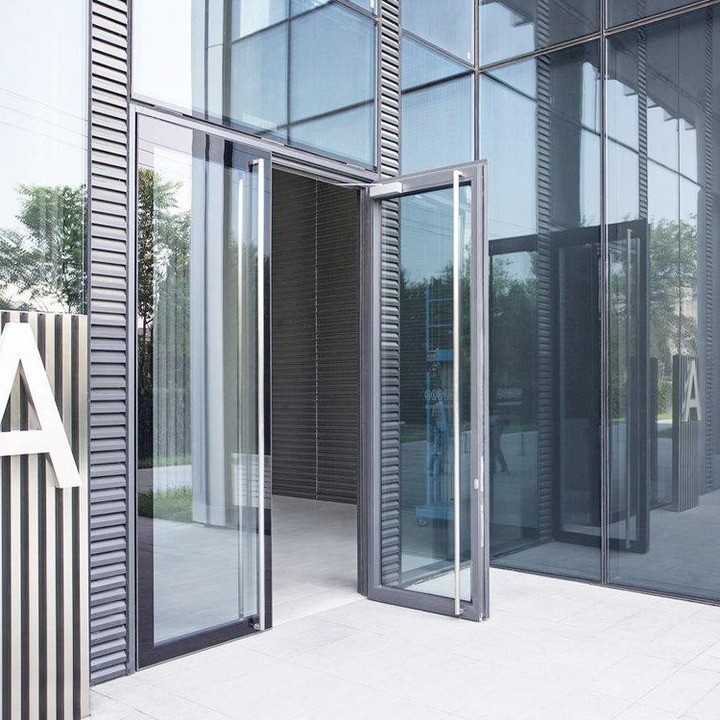 Afgeronde oppervlakte thermische breuk Aluminium raamloze glazen deur voor duurzame prestaties