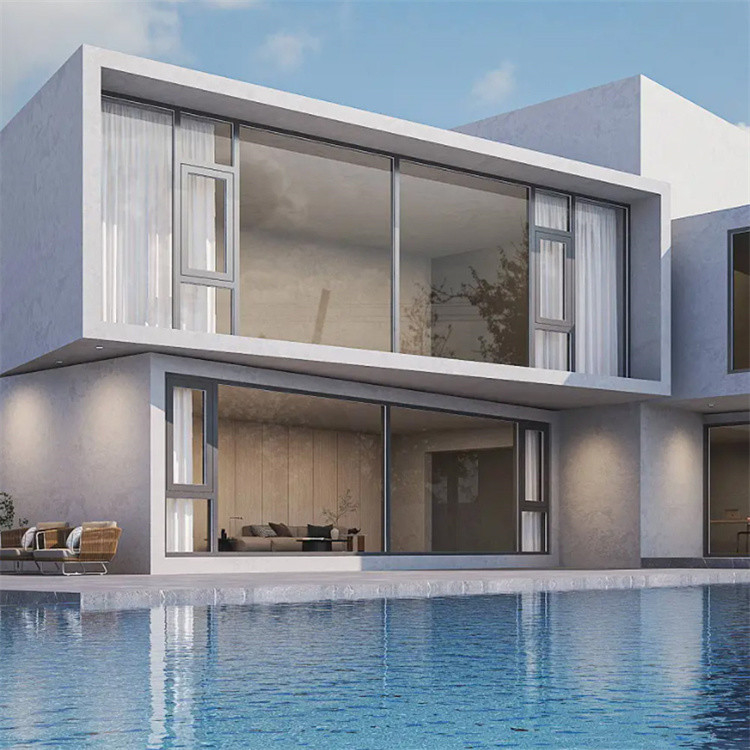 Custom Design Villa Franse glazen ramen met 35dB geluidsisolatie en 14 afdichtingslagen