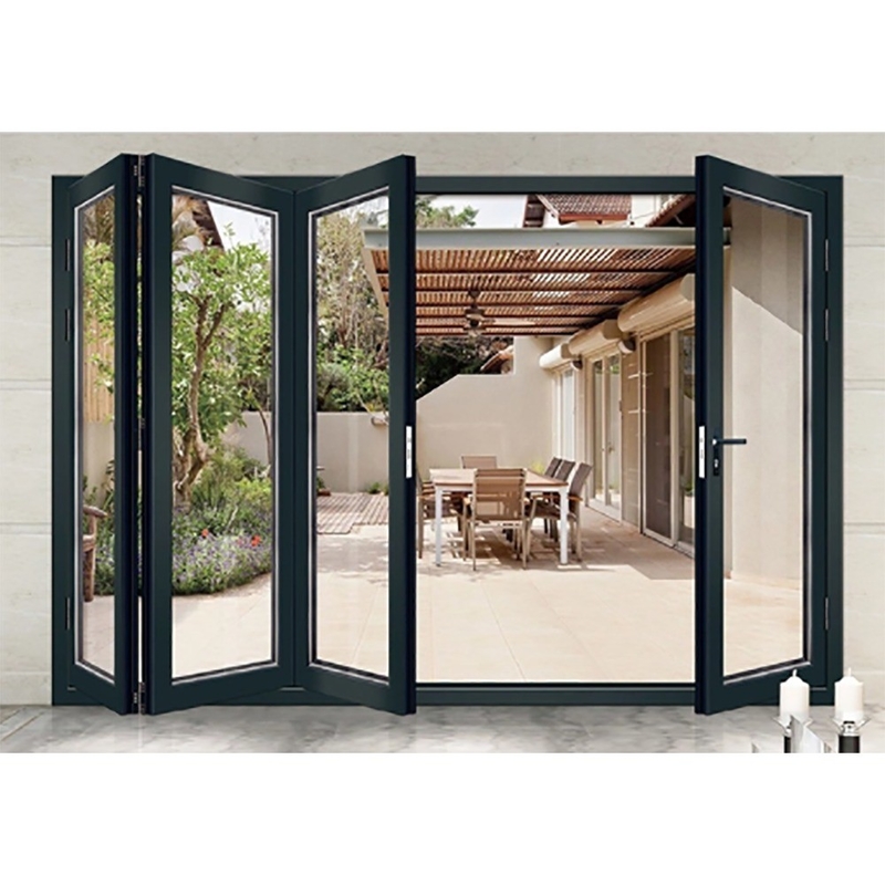 Dubbelglas accordeon ontwerp aluminium vouwdeuren voor moderne grote bi vouwde patio