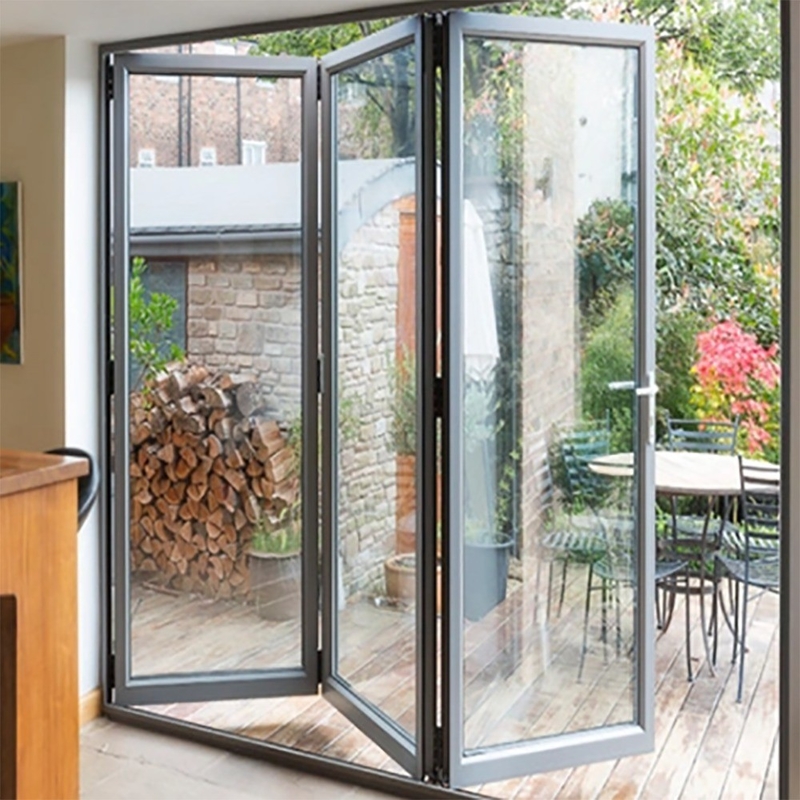 Dubbelglas accordeon ontwerp aluminium vouwdeuren voor moderne grote bi vouwde patio