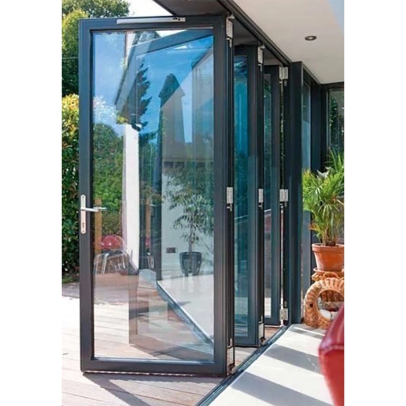 Dubbelglas accordeon ontwerp aluminium vouwdeuren voor moderne grote bi vouwde patio