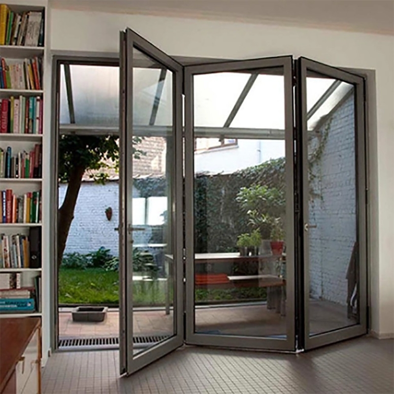 Dubbelglas accordeon ontwerp aluminium vouwdeuren voor moderne grote bi vouwde patio