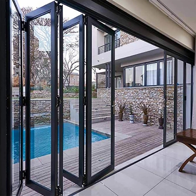 Dubbelglas accordeon ontwerp aluminium vouwdeuren voor moderne grote bi vouwde patio