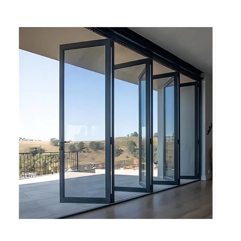 Aluminium tweevoudige patio opvouwbare glazen deuren Buitenkant kan worden geüpgraded naar triplex glas