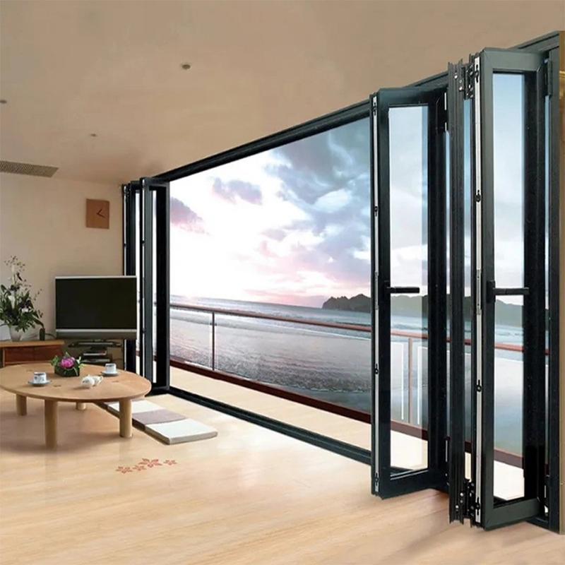 Aluminium tweevoudige patio opvouwbare glazen deuren Buitenkant kan worden geüpgraded naar triplex glas