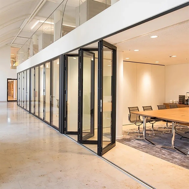 Aluminium tweevoudige patio opvouwbare glazen deuren Buitenkant kan worden geüpgraded naar triplex glas