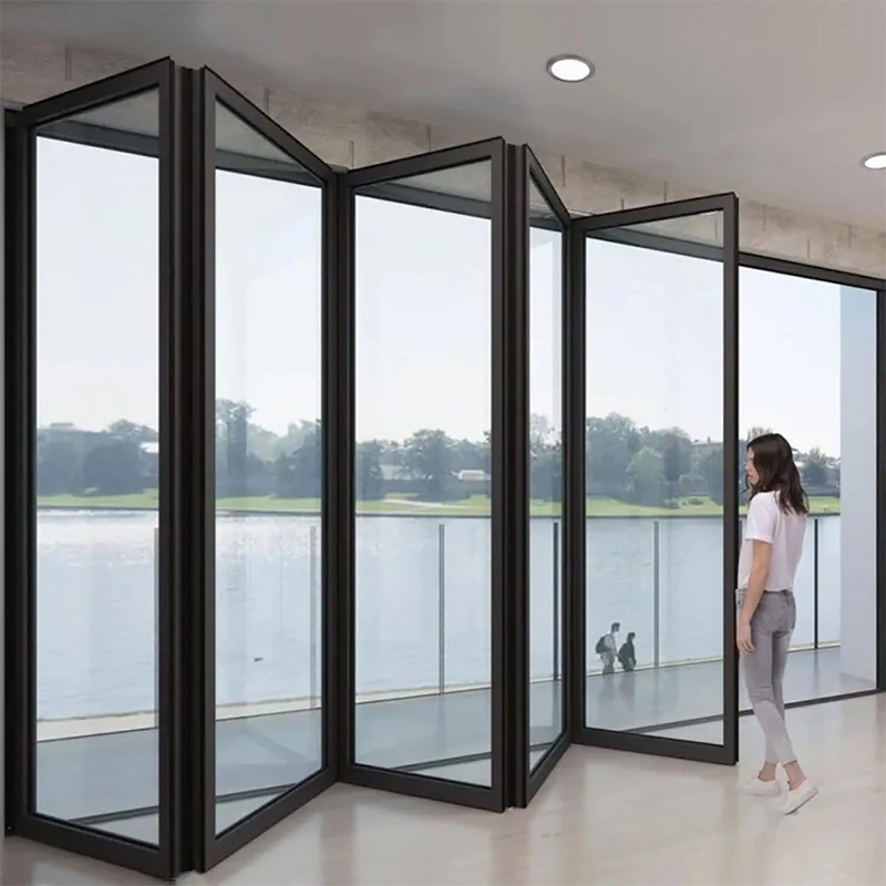 Aluminium tweevoudige patio opvouwbare glazen deuren Buitenkant kan worden geüpgraded naar triplex glas