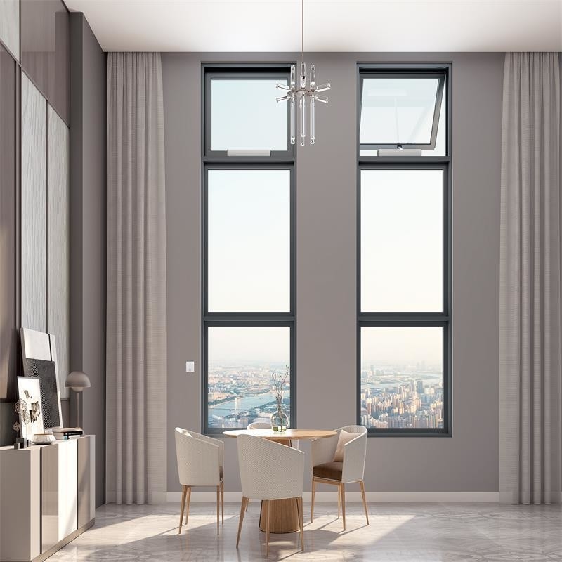 Niveau 8 Luchtdichtheid Aluminium Boven- en onderhangen ramen voor hangende gordijnen in ontwerp