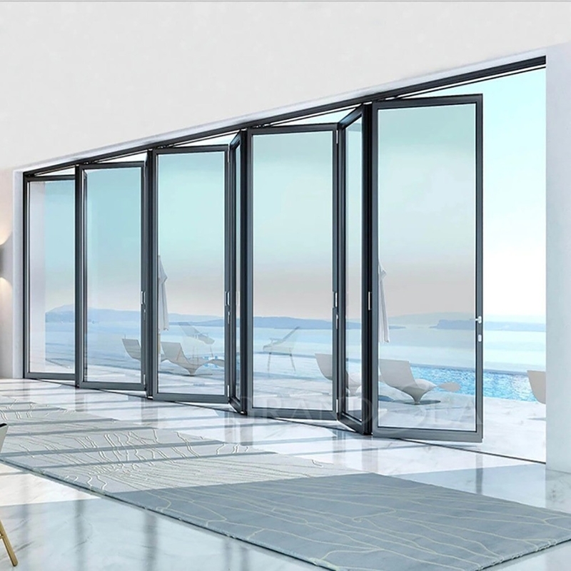 1.4mm wanddikte aluminium glas patio accordeon deur voor moderne beveiligingsoplossing