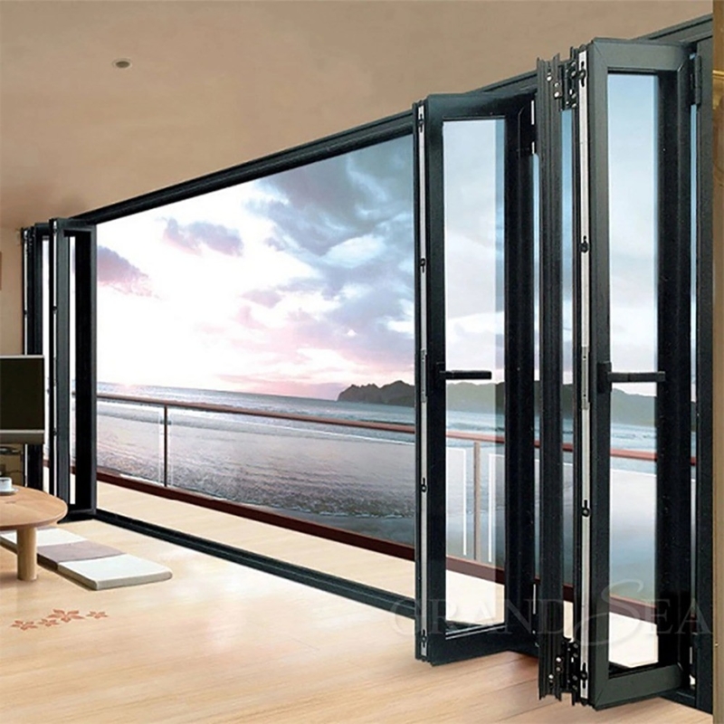 1.4mm wanddikte aluminium glas patio accordeon deur voor moderne beveiligingsoplossing