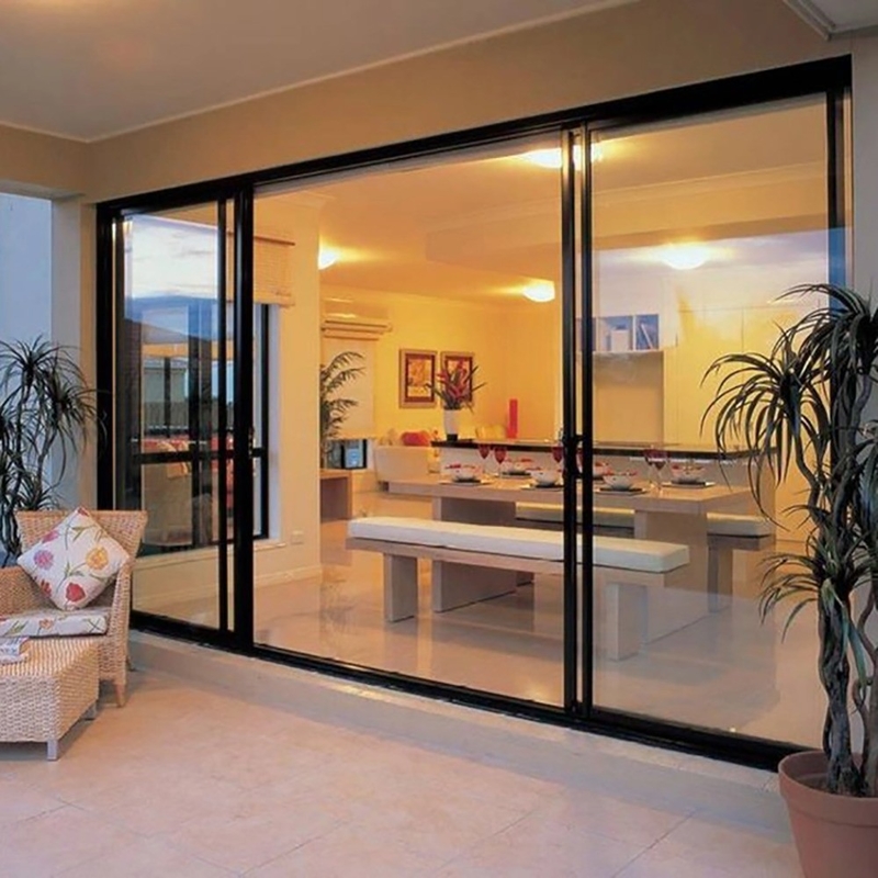 Aluminium schuifdeur met geavanceerde panoramische dubbele beglazing en verborgen sash design