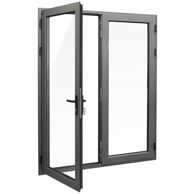 Afgeronde moderne aluminium buitenkant Dubbelglas Swing Casement deuren voor een slanke look