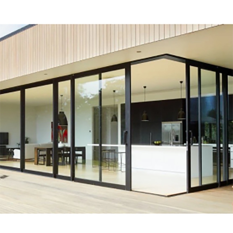 Metode voor het openen met rollend trekken SKATE Black End Aluminium Double Sliding Door voor huishoudens