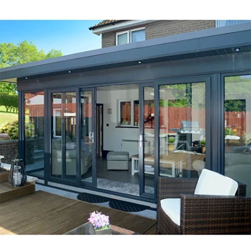 Metode voor het openen met rollend trekken SKATE Black End Aluminium Double Sliding Door voor huishoudens