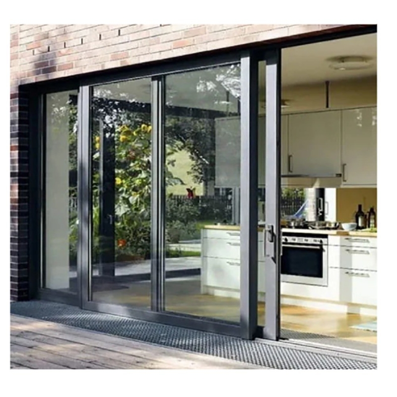 Metode voor het openen met rollend trekken SKATE Black End Aluminium Double Sliding Door voor huishoudens