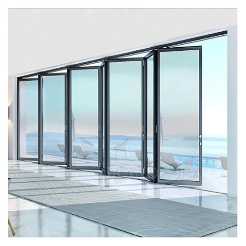 Skate Grootschalige aluminium thermische breuk Zwarte aluminium legering Bi-vouwde deuren voor glas