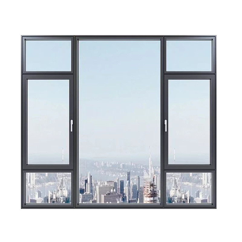 Niveau 8 Luchtdichtheid Zwarte aluminiumlijst Casement Vensters voor aangepast modern ontwerp