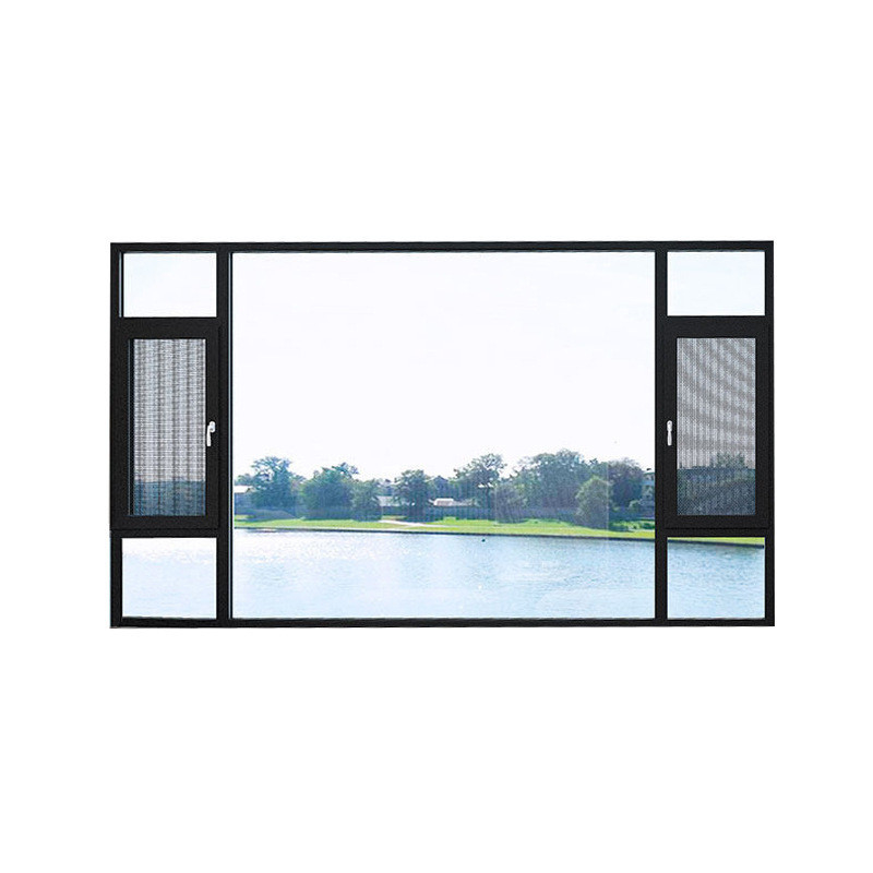 Niveau 8 Luchtdichtheid Zwarte aluminiumlijst Casement Vensters voor aangepast modern ontwerp