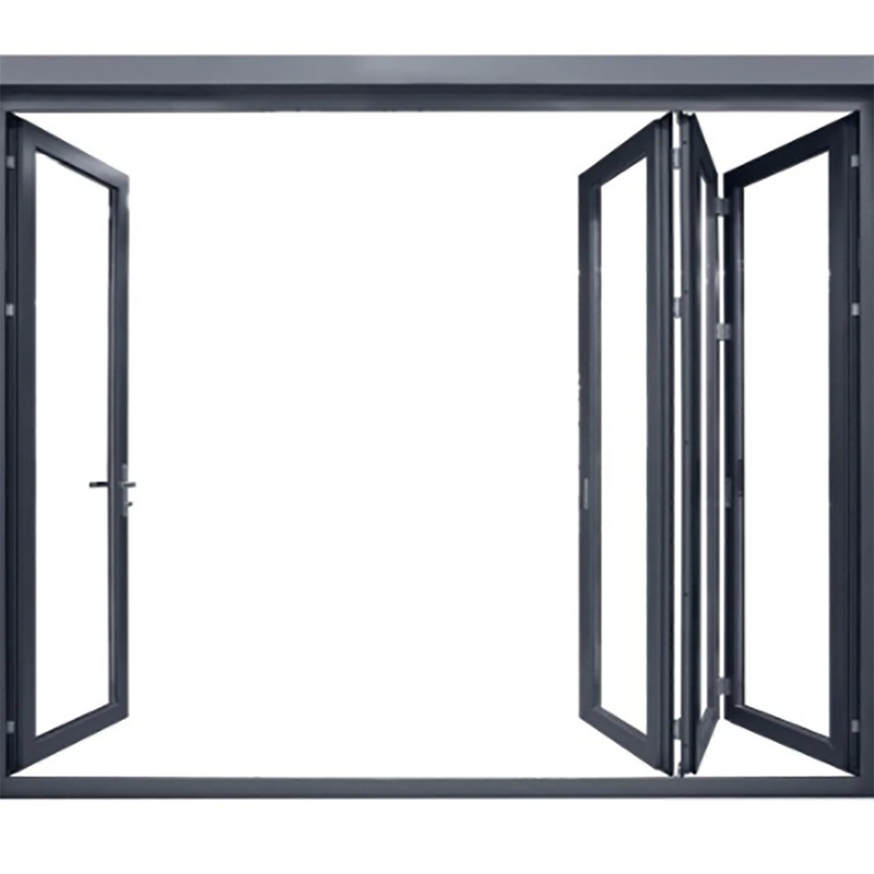 1.4mm Aluminium Wanddikte Skate Schuifdeuren Thermische breuk Zwarte legering Bi-vouwpanelen