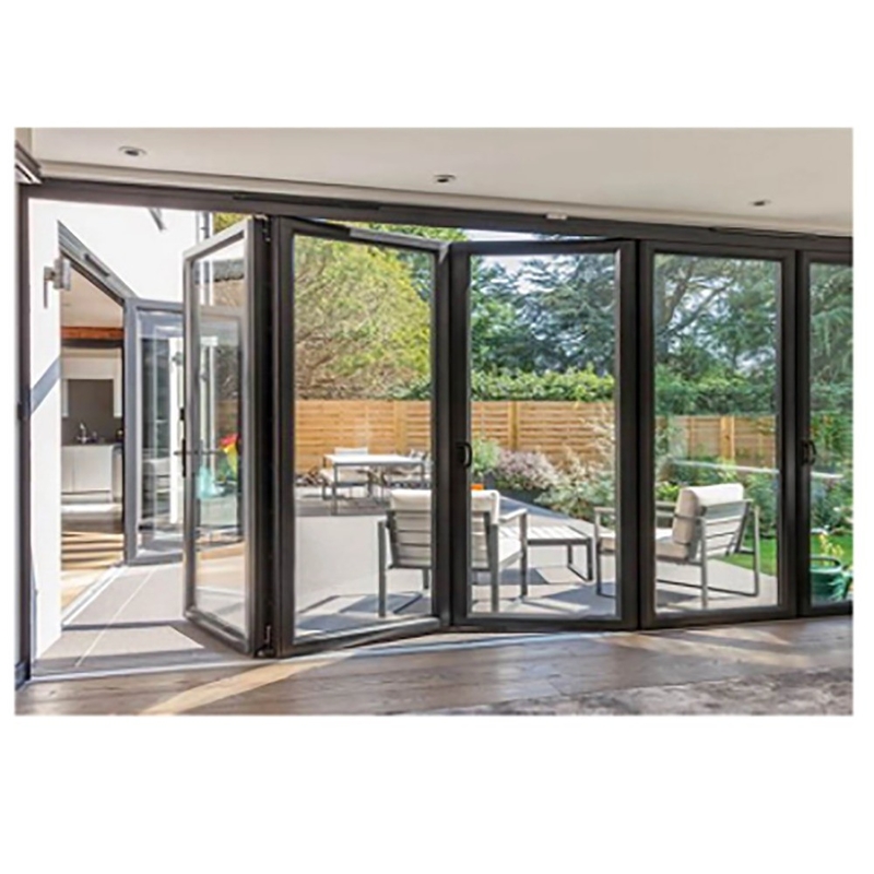 Projectaanbieding bij bouwmaterialenwinkel 70mm aluminium dubbelvouwdeuren met glas