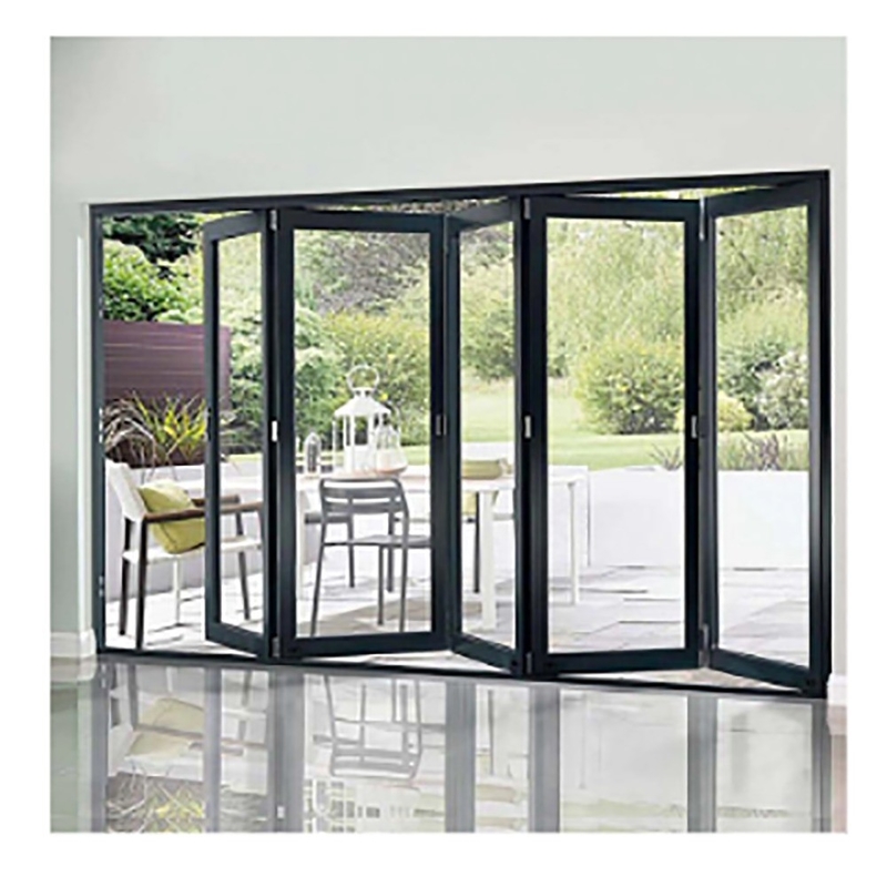 Projectaanbieding bij bouwmaterialenwinkel 70mm aluminium dubbelvouwdeuren met glas