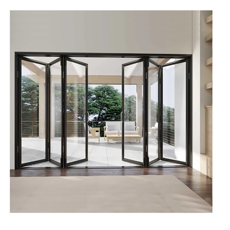 Projectaanbieding bij bouwmaterialenwinkel 70mm aluminium dubbelvouwdeuren met glas