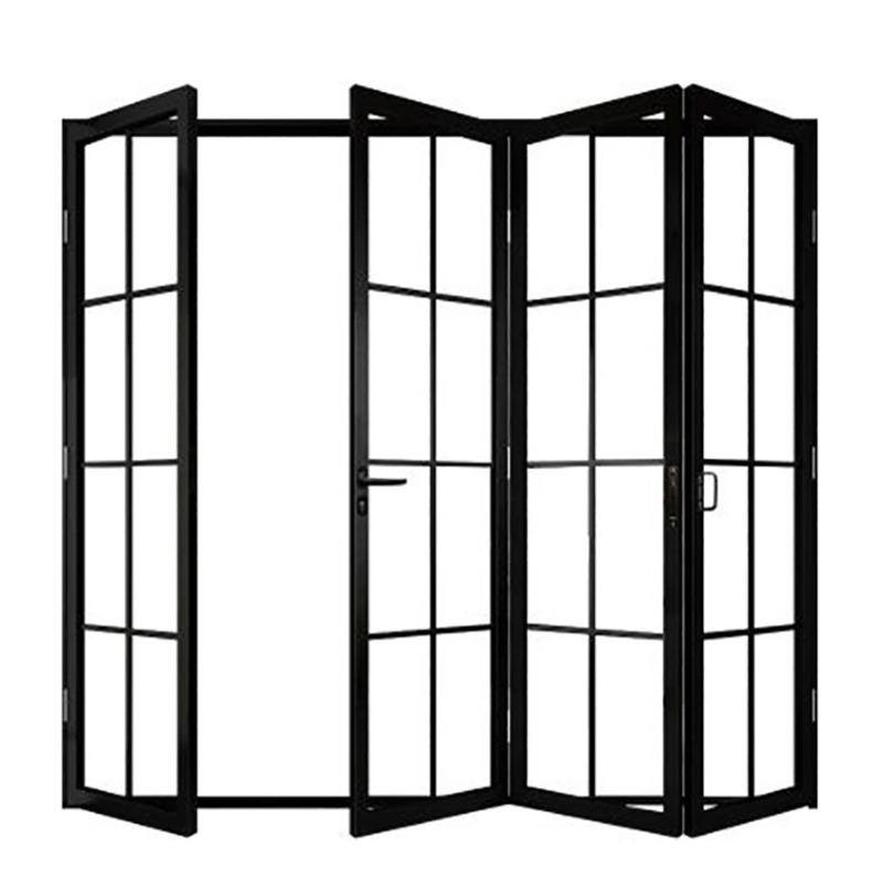 Projectaanbieding bij bouwmaterialenwinkel 70mm aluminium dubbelvouwdeuren met glas