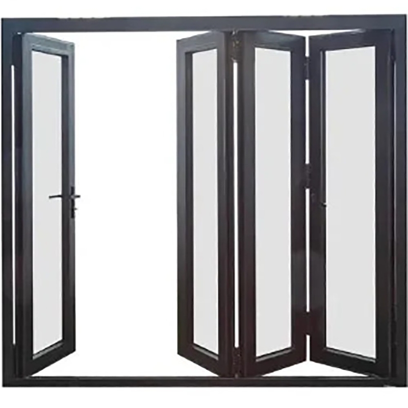 Projectaanbieding bij bouwmaterialenwinkel 70mm aluminium dubbelvouwdeuren met glas