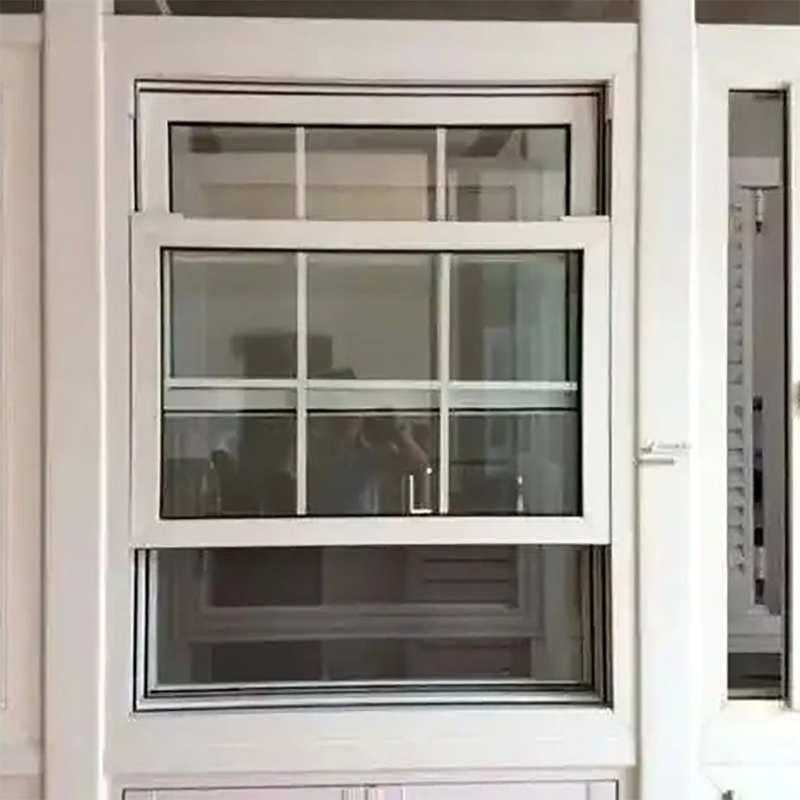 Aluminiumglas Automatisch verticaal schuivende dubbele gehangen ramen voor hangende gordijnen