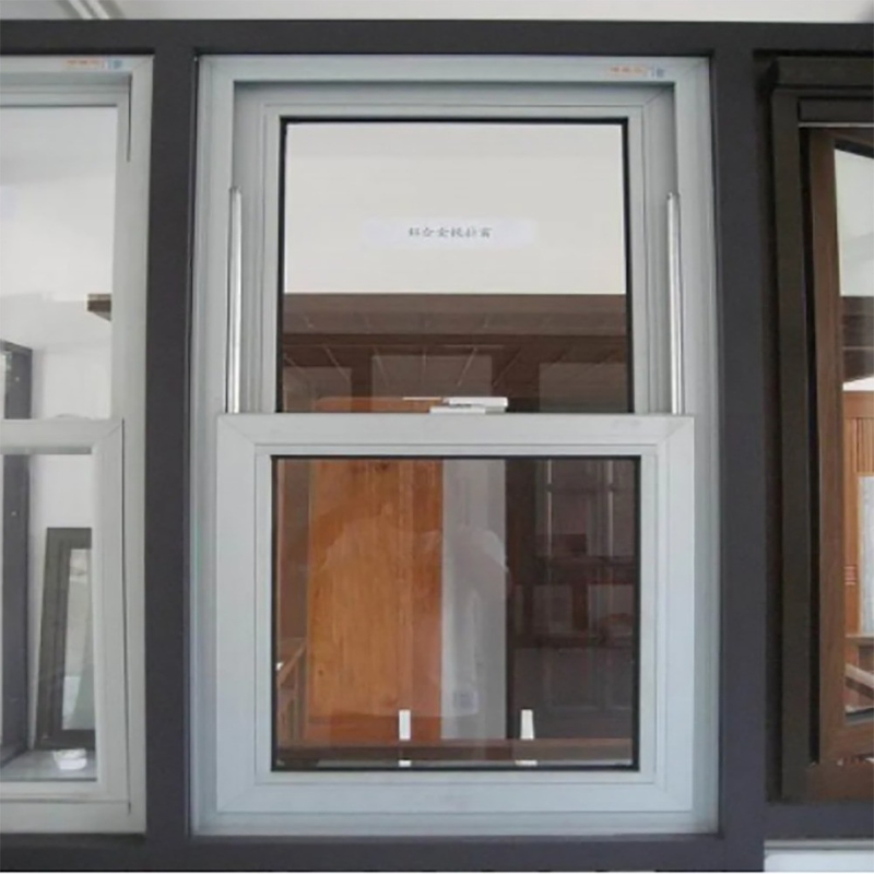 Aluminiumglas Automatisch verticaal schuivende dubbele gehangen ramen voor hangende gordijnen