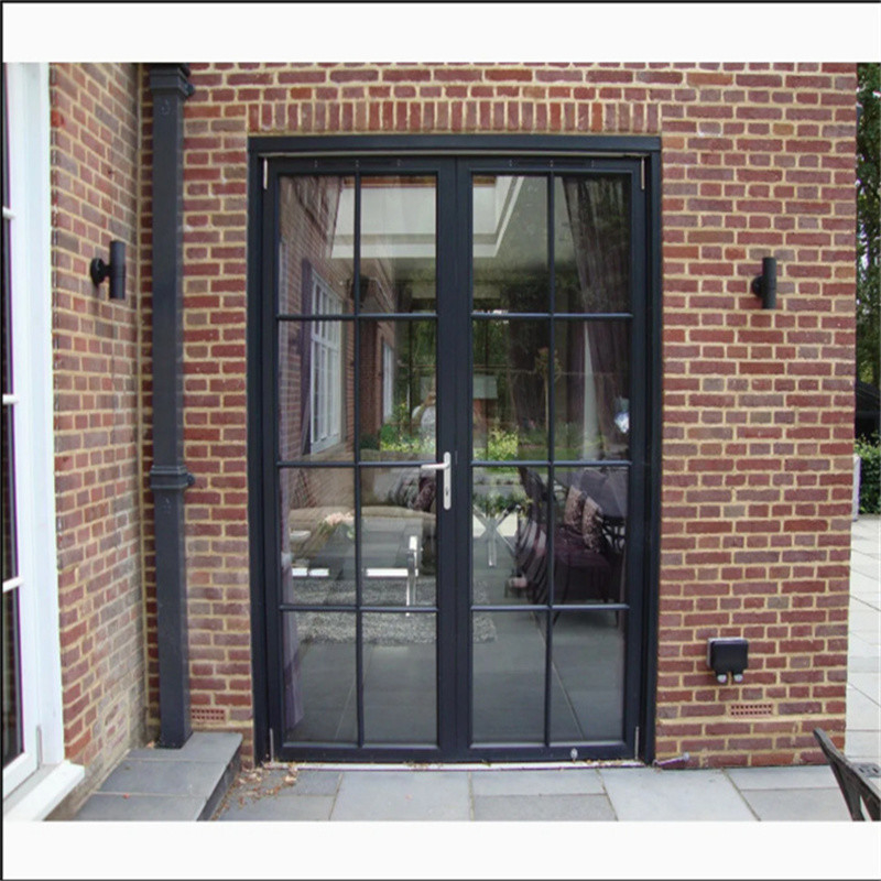 Topkwaliteit patio buitenste aluminium bekleding dubbele glazen deur met 8-weg afdichting ontwerp