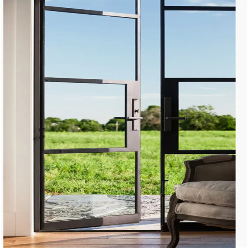 Topkwaliteit patio buitenste aluminium bekleding dubbele glazen deur met 8-weg afdichting ontwerp