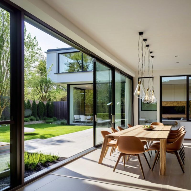 Hoge lichtdoorlatendheid aluminium aluminium dubbele glazen schuifdeur met meerdere rails voor terras