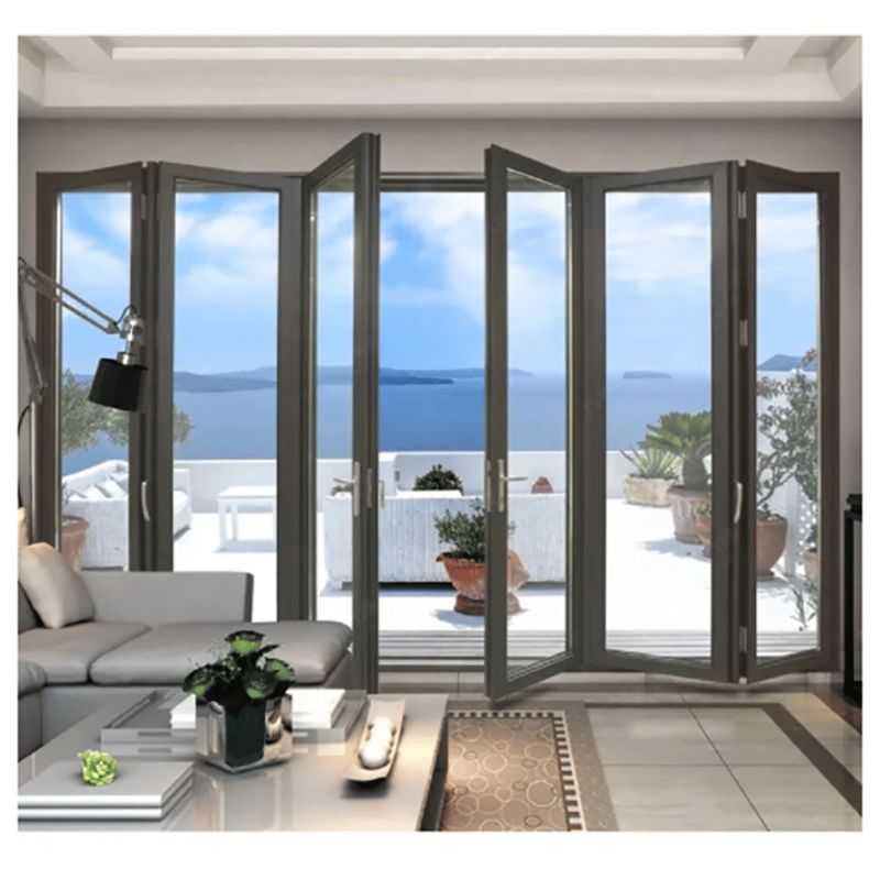 Hoogwaardige thermische doorbraak aluminium vouwglas deur met dubbel glas voor buitenruimtes