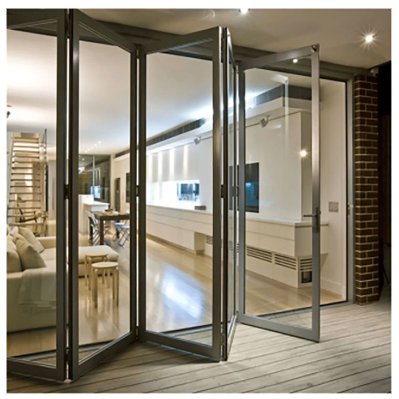 Luxe thermische breuk aluminium vouwdeur met gehard glas voor residentiële & commerciële
