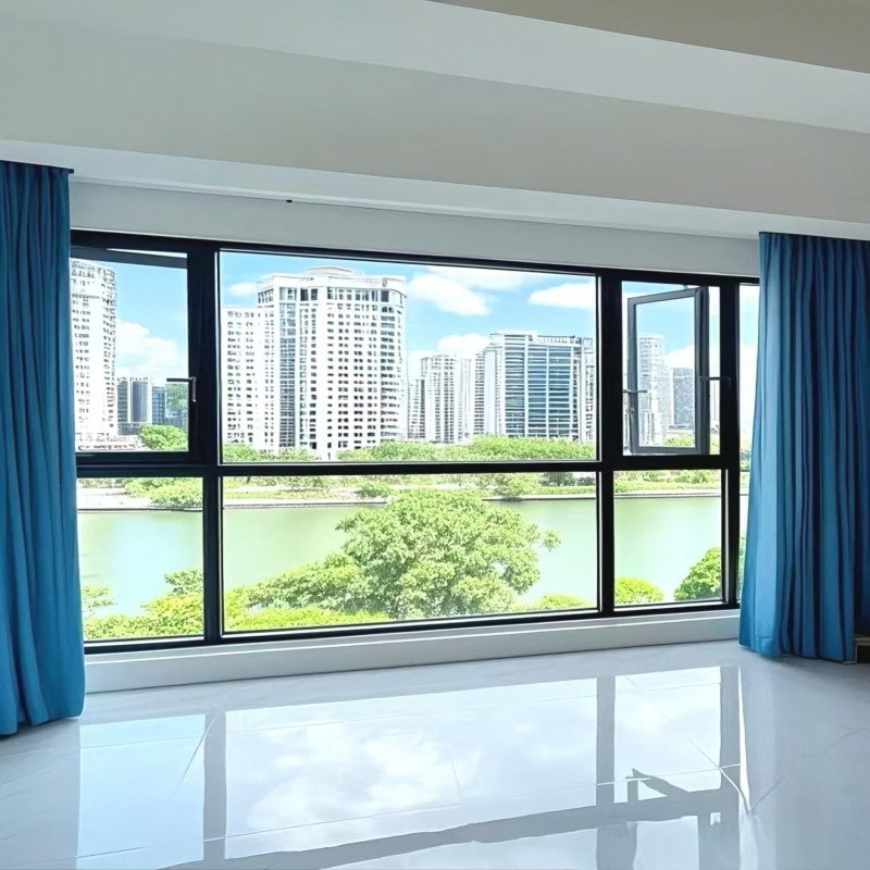 Slimline Aluminum Casement Window with Minimalist Profile and Full-View Glass for Modern Apartments